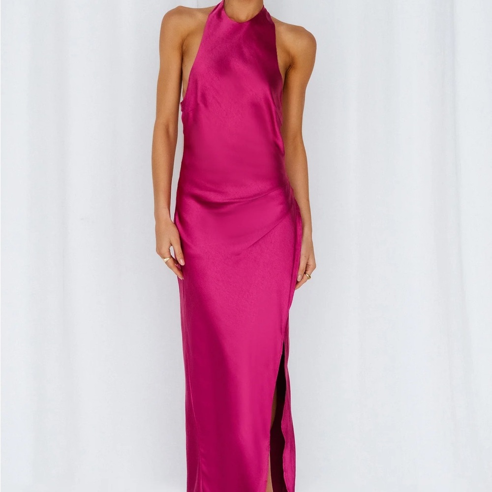 Hello Molly Fuchsia Halter Neck Gown